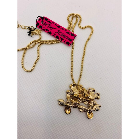Betsey Johnson Tropical Flower and Bees Necklace Brooch - Picture 6 of 6